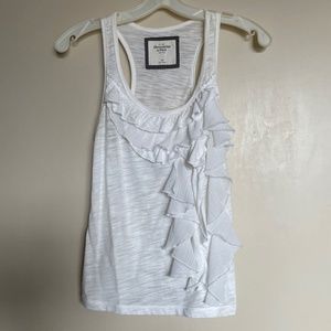 Abercrombie & Fitch white ruffle tank top